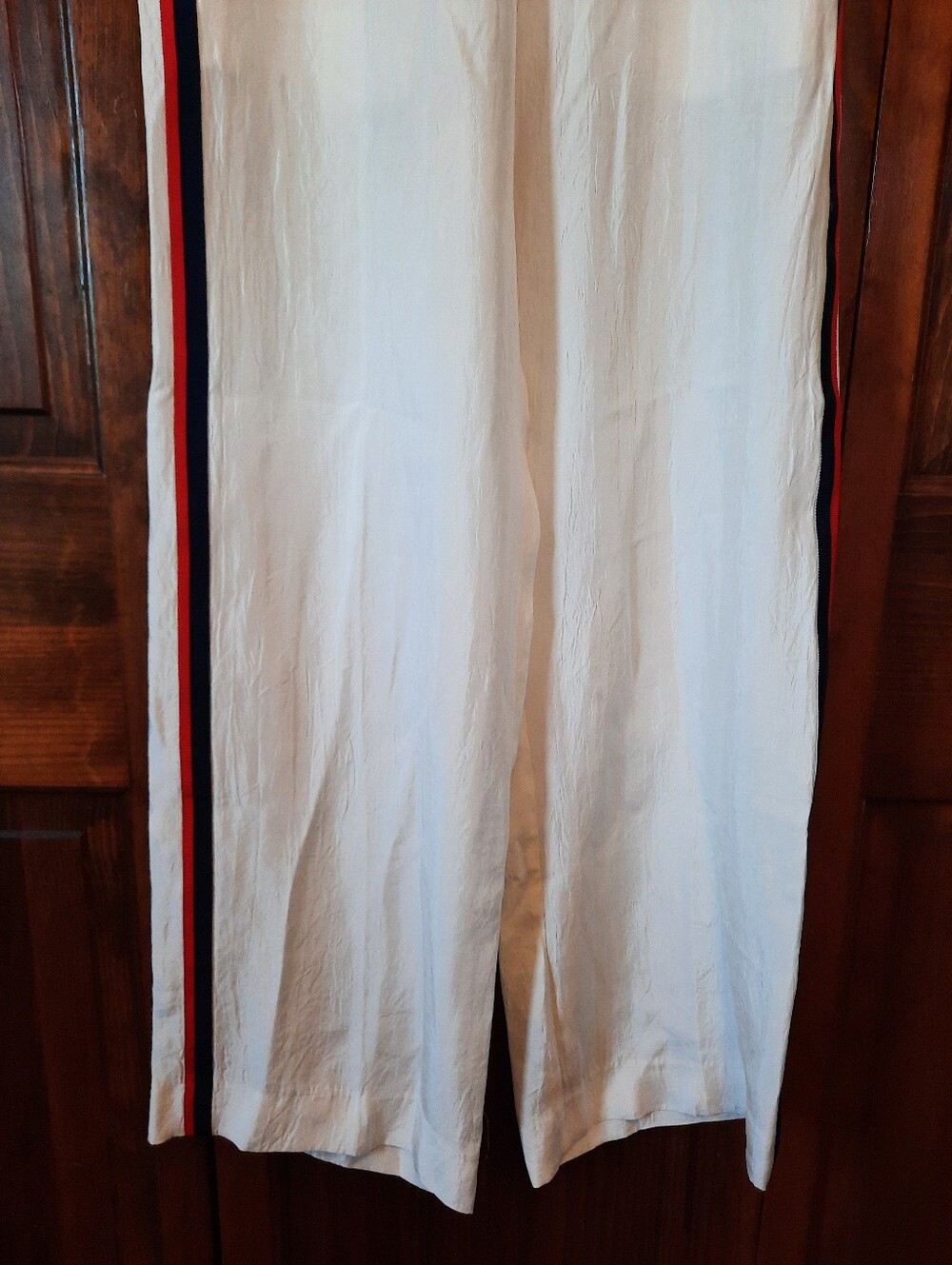 🛍NWT J. Crew Stratus Side-Stripe Ivory Textured Stain Pull-on Track Pant Size 4 - Picture 4 of 16